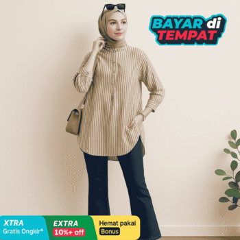 Atasan Wanita Salur Rayon Premium – Blouse Panjang Oversized Nyaman untuk Kerja & Santai