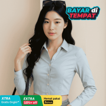 Kemeja Crop Top Wanita Korean Style – Slim Fit Lengan Panjang Modis & Elegan