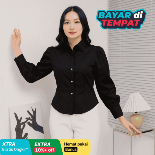 Sanju Blouse Halinka – Kemeja Kantor & Formal Korean Style Lengan Panjang